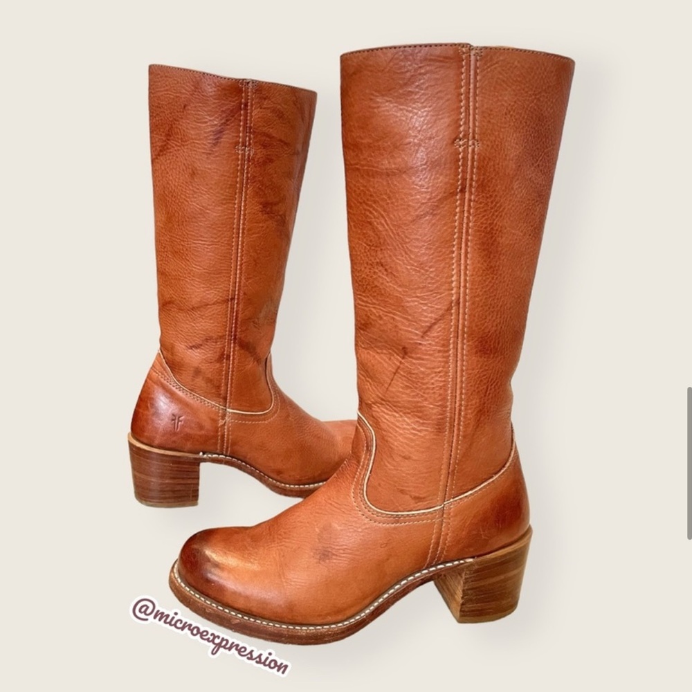 Frye Campus 14L Saddle Cognac Leather Vintage Equestrian Square Toe Cowboy Boots
